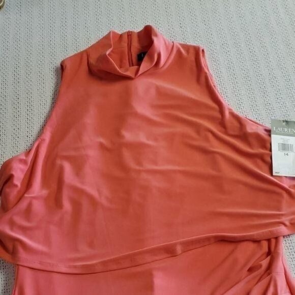 Lauren Ralph Lauren Peachy‎ Orange Sleeveless Sheath Sz. 14 Dress - Picture 5 of 10